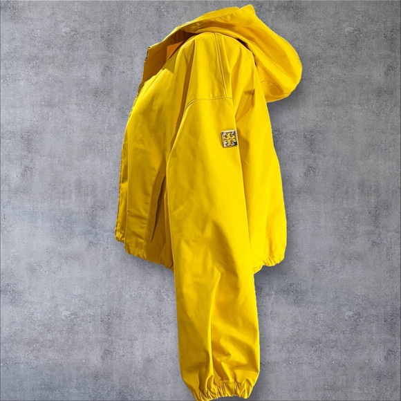 Tory Burch Tory Sport Cropped Windbreaker Jacket Yellow Hooded Size Small - Picture 7 of 14